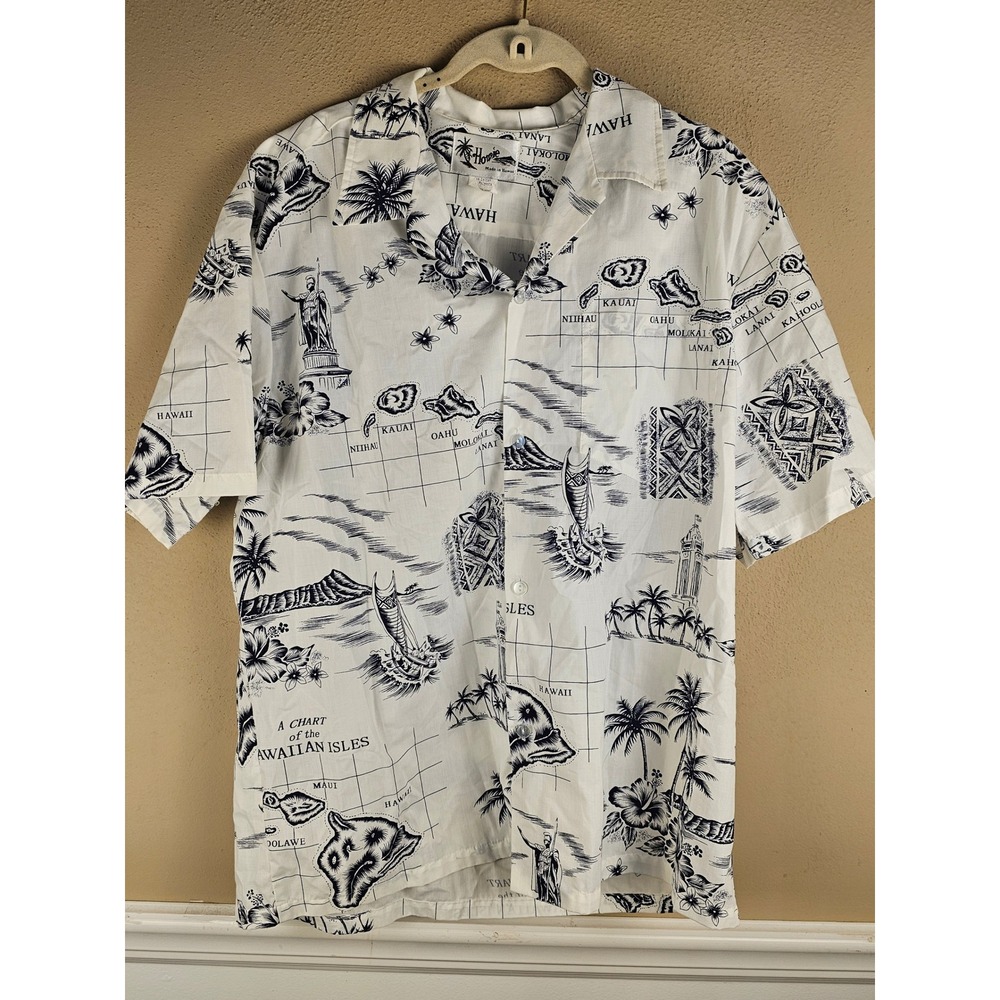 Vintage Howie Mens White Hawaiian Short Sleeve Camp Shirt 2XL